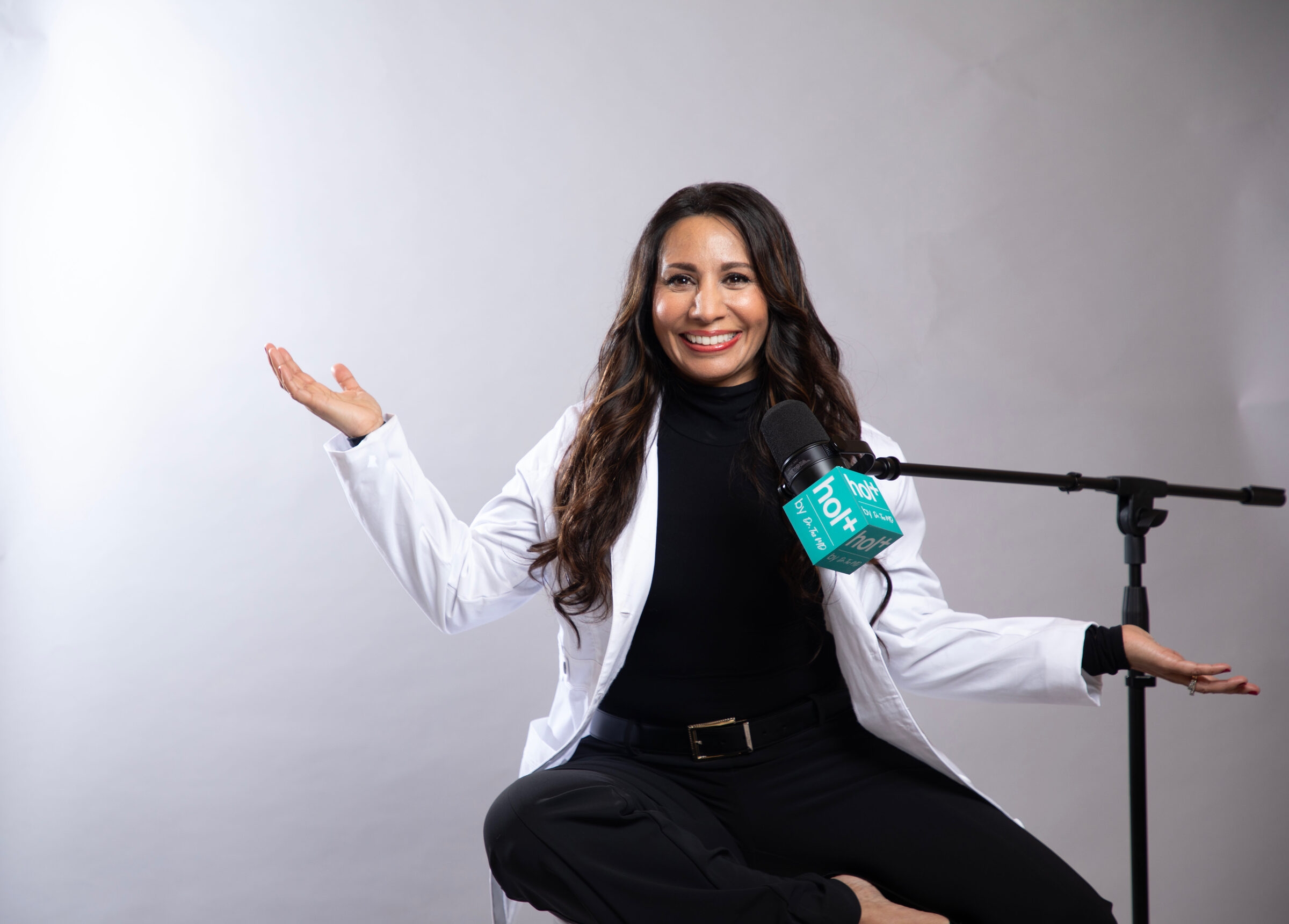 Dr. Taz MD at the hol+ show microphone