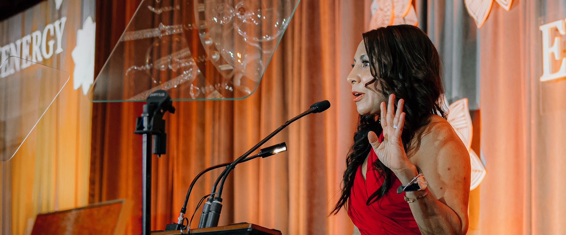 Dr. Taz speaking on stage at the Countdown for a Cure event